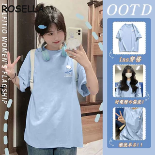 Rosella áo phông áo thun nữ croptop baby tee Đơn giản Cổ điển Xu hướng xu hướng WTX2440SVF 19Z240508