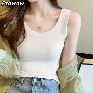 Prowow Áo 2 dây áo ba lỗ Thời trang hàn quốc cổ điển Thoải mái Fashion dramatic WBX2440IZL 19Z240510