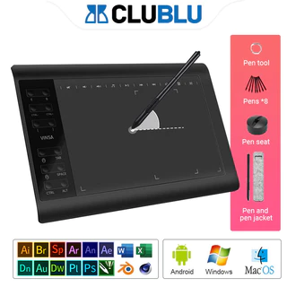 -CLUBLU- Bảng Vẽ Điện Tử Kết Nối Laptop 1060Pro Bảng Vẽ Với Bút Tablet Vẽ OSU & Vẽ & Dạy Trực Tuyến