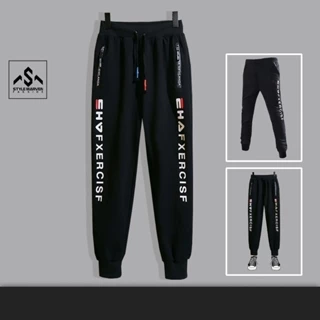 Quần jogger nam nữ Basic Xưởng may Hà Nam nhấn chữ sọc sườn bo ống thời trang năng động - SM075V1