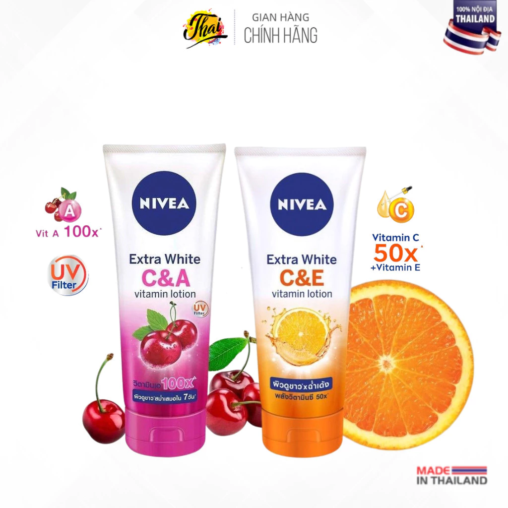 Lotion dưỡng thể ƙích trắŉg da Nivea Extra White C&E vıtamın UV Filter Thái Lan