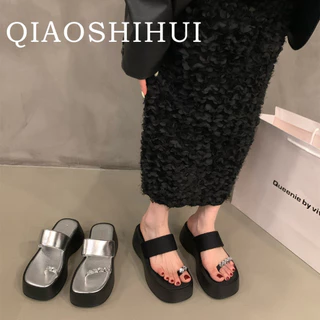 QIAOSHIHUI  dép sandal nữ dép bánh mì nữ dép bánh mì Chống Trượt Thời trang và hiện đại Đàn hồi tốt Đế linh hoạt Điệu đà Cổ điển FDL2451BLC 21Z240522