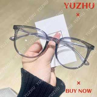 (Yuzhu) Kính Mắt Retro Màu Xám Trong Suốt Thời Trang Hàn Quốc Khung Vuông Quá Khổ Kính Chống Bức Xạ