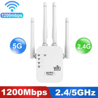 Bộ kích sóng wifi 5Ghz 2.4Ghz  4 râu tốc độ 1200 mbps / 300mbps phát xuyên tường kết nối xa sóng mạnh, Kích sóng wifi