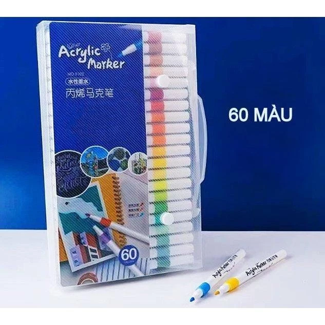 【Combo 12/24/36/48/60】 Bút màu acrylic marker màu vẽ sơn chống nước bộ cọ vẽ trên mọi chất liệu bề mặt  (Sỉ Hot)