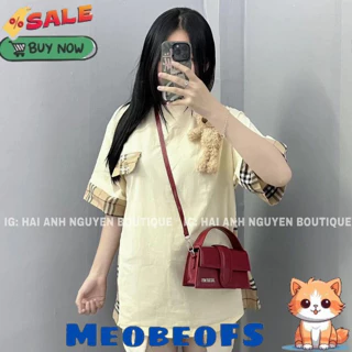 [Hàng Trend] Áo Thun BBR Nắp Túi Kèm Gấu -Meobeofs ❤ Áo Phông Cotton Khô Dày Dặn Nữ Tính NA373