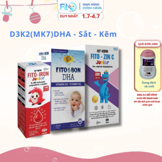 Bộ Vi Chất Fito Junior D3K2 - DHA - Sắt_ Kẽm Giúp Bé Ăn Ngon, Phát Triển Chiều Cao, Não Bộ, Thị Lực, Tăng Đề Kháng