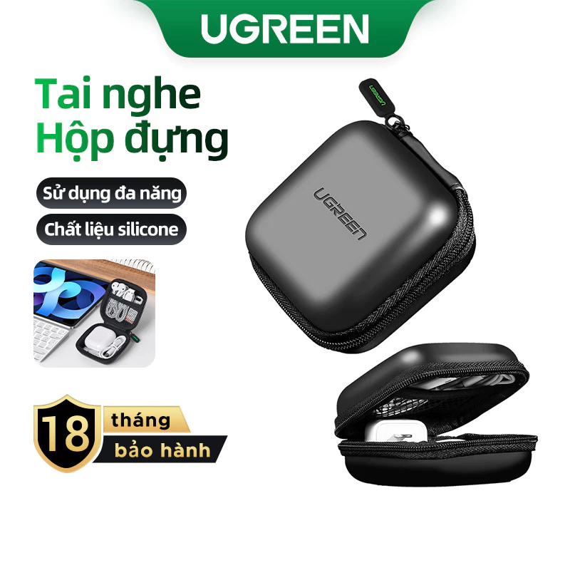 UGREEN Hộp Đựng Tai Nghe Chống Thấm Nước Có Khóa Kéo Kích Thước 8x8x4cm Tiện Dụng