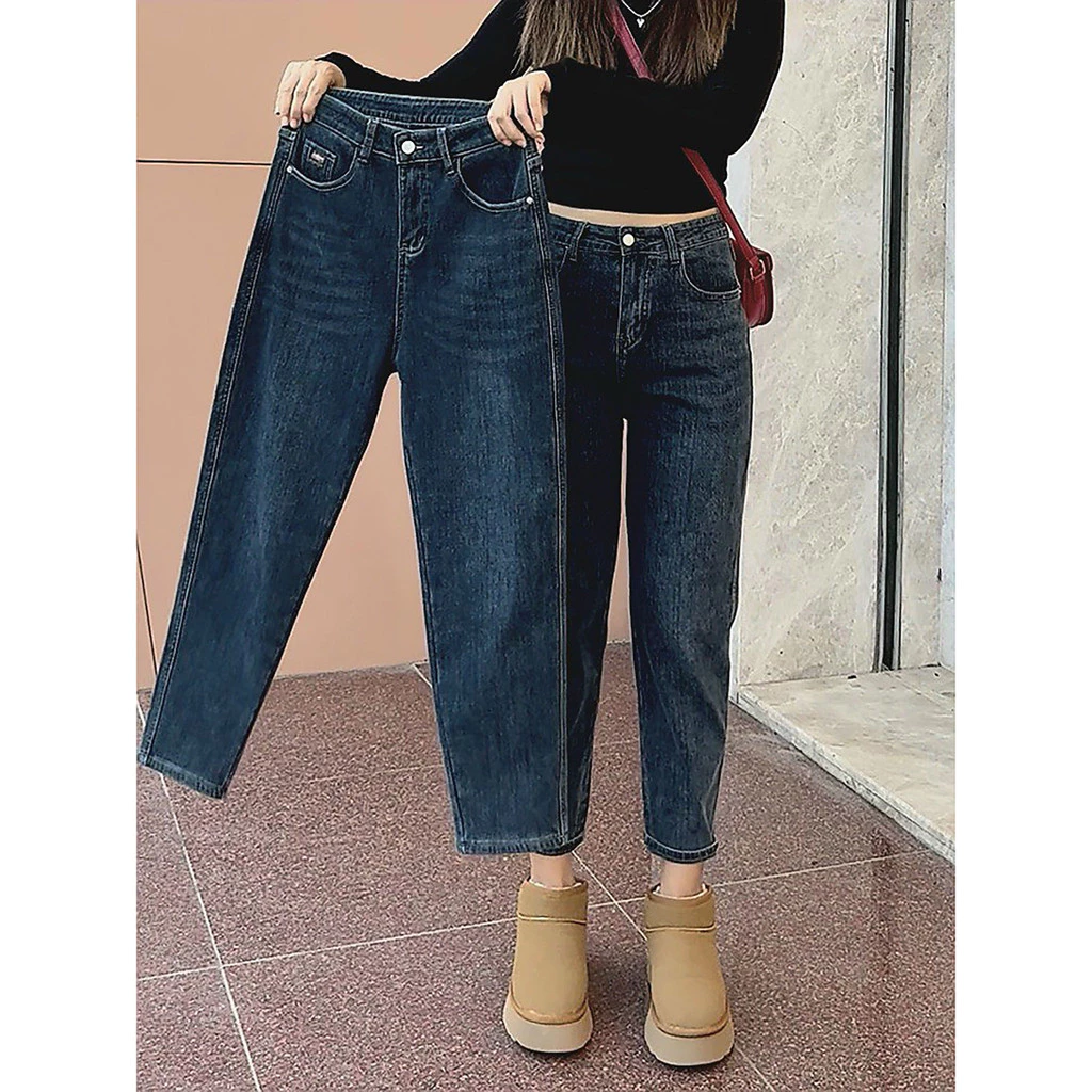 Quần Jeans Nữ 9 Tấc Lưng Cao, Phom Baggy Co Dãn Mạnh Dành Cho BigSize 55-90kg 0078