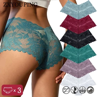 Zxyouping 1 / 3 Quần Gợi Cảm Cho Nữ Phối Cảnh Hoa Uderwear Màu Trơn Thân Thiết Boyshort Nữ Breathablle Mềm Đồ Lót Ren Quần Gợi Cảm Plus Kích Thước