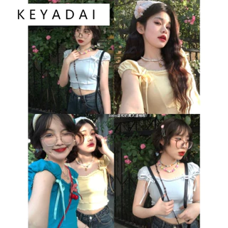 KEYADAI áo phông áo thun nữ croptop baby tee Casual Vintage INS Dễ thương WCS2430QIG 21Z240520