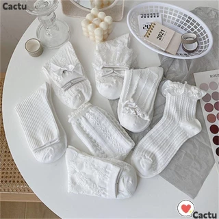 Vớ cotton phối ren đính nơ phong cách lolita ngọt ngào cho nữ