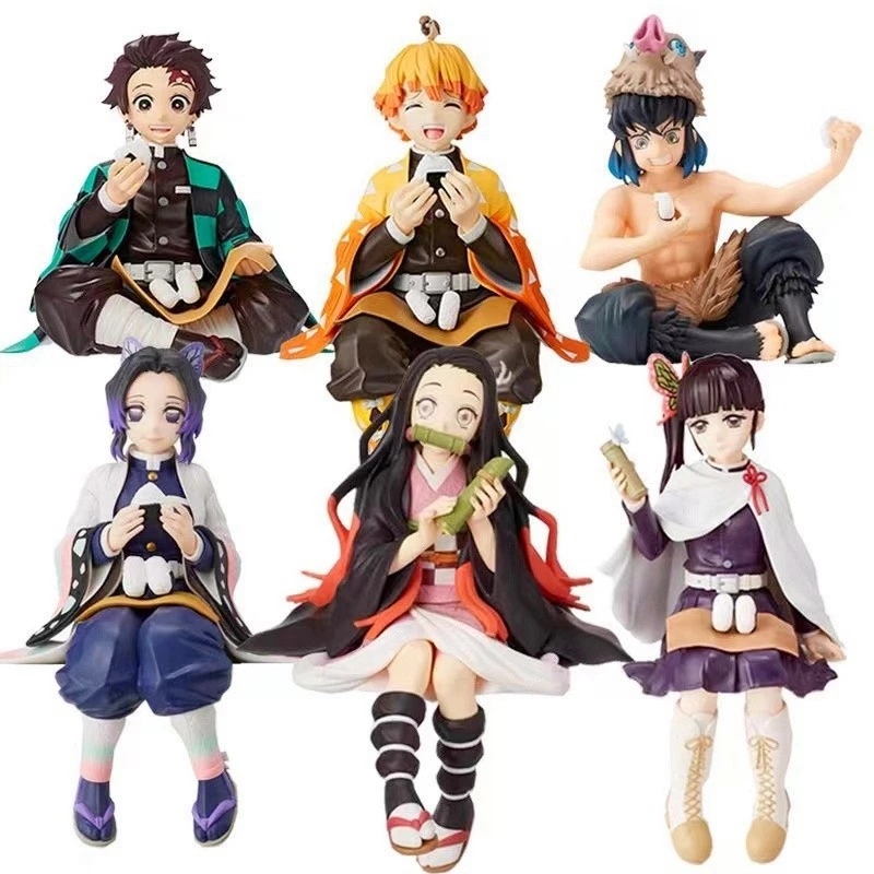 10-14cm Anime Hình Demon Slayer Ngồi Phiên Bản Kamado Tanjirou Agatsuma Zenitsu Ăn Cơm PVC Nhân Vật Hành Động Bộ Sưu Tập Mô Hình Búp Bê