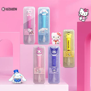 Kuzhen Sanrio Bàn Chải Đánh Răng Tóc Mềm Có Hộp Kuromi Hello Kitty Tay Cầm Silicon Bàn Chải Đánh Răng Nhà Hoặc Du Lịch Làm Sạch Miệng Cô Gái Quà Tặng HOT