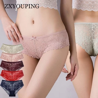 Zxyouping 1 / 3 Quần Gợi Cảm Cho Nữ Rỗng Ra Trong Suốt Thấp Tầng Ren Quần Lót M-XXL Plus Kích Thước Đồ Lót Gợi Cảm