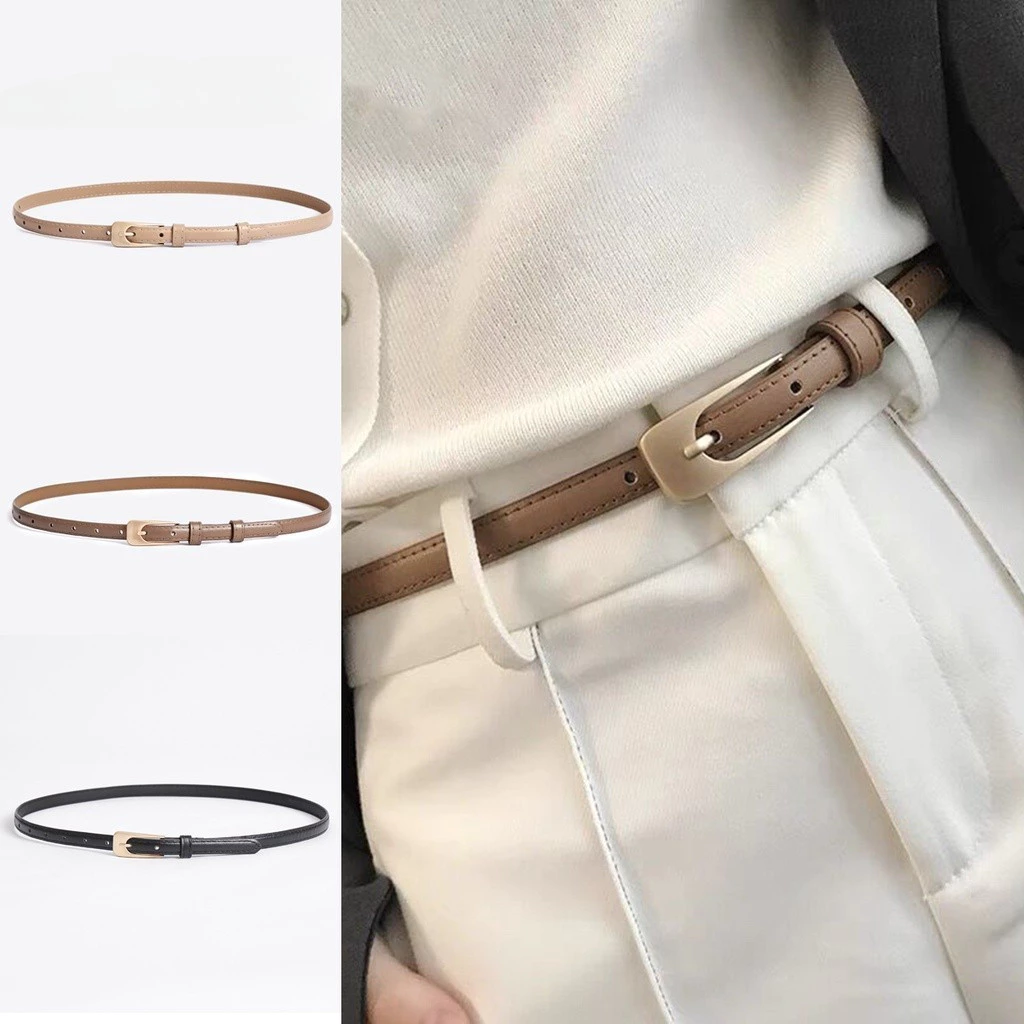 Thắt lưng cơ bản phụ kiện kim loại dành cho nữ (Kaki / Nâu / Đen)