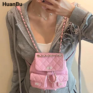 Ba lô nữ Huan Bu mới hương thơm nhỏ phiên bản Hàn Quốc của dây chuyền sinh viên sức chứa lớn xu hướng thời trang ba lô