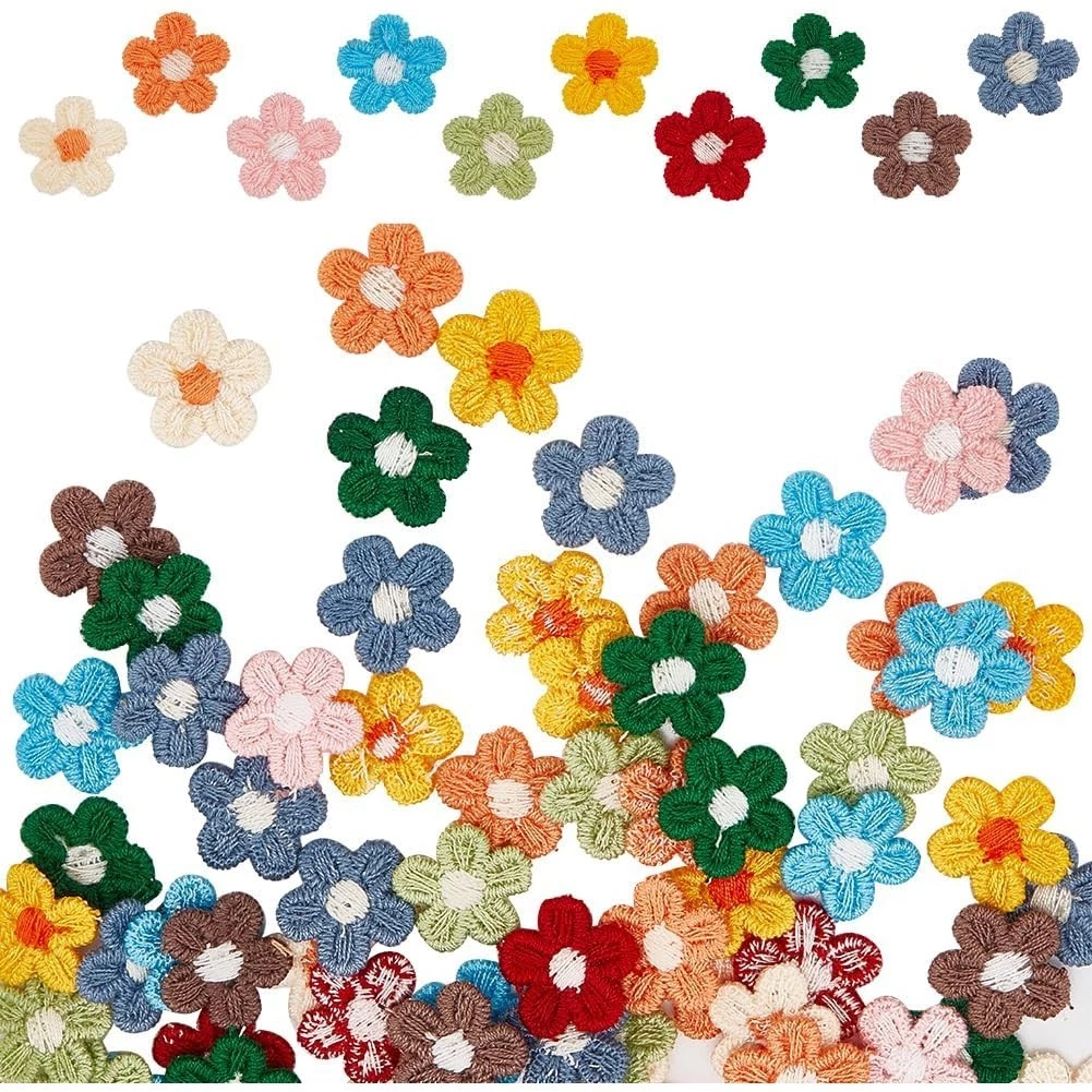 30 Chiếc Mix Màu Hoa Miếng Dán Sửa Chữa May Trên Miếng Dán DIY Táo Rộng 1.5cm