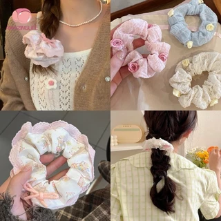 2 Chiếc Phong Cách Pháp Camellia Hoa Tóc Dây Người Phụ Nữ Bé Gái Co Giãn Hoa Hồng Scrunchies Đơn Giản Ngọt Ngào Đuôi Ngựa Tóc Dây Phụ Kiện Tóc