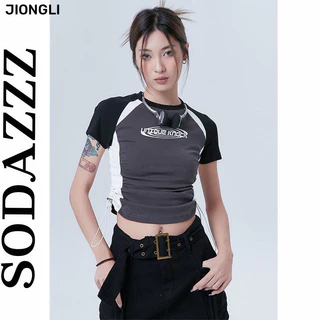 JIONGLI áo phông áo thun nữ croptop baby tee Thời trang Casual Vintage INS WCS2440QMD 16Z240416