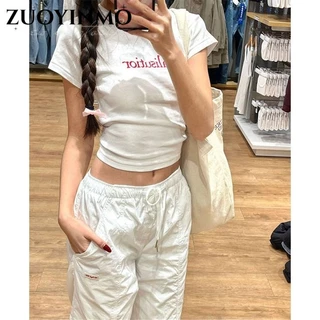 ZUOYINMO áo phông áo thun nữ croptop baby tee Trendy Minimalist Stylish Fashion WCS2430T2X 19Z240511