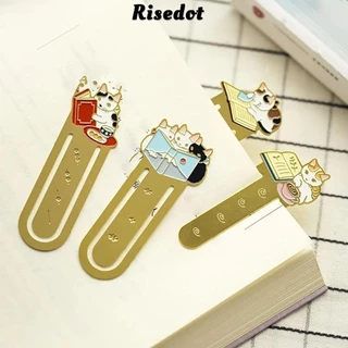 Risedot Kẹp sách đọc sách, Dấu trang kim loại Kawaii rỗng, Quà tặng đồ dùng học tập và văn phòng sáng tạo cho mèo