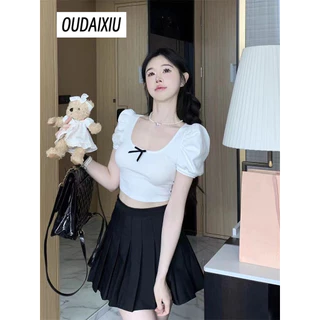 OUDAIXIU áo phông áo thun nữ croptop baby tee Hàn Phong xu hướng Popular Cute WTX2430EP7 17Z240425