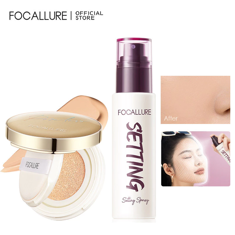 Bộ trang điểm Focallure bao gồm kem nền chống thấm nước + Xịt thiết lập lâu trôi