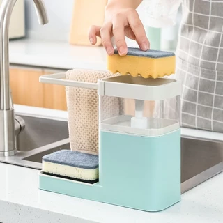 New Product#Household Detergent Storage Push-Type Liquid Outlet Box Multifunctional Kitchen Rag Rack Sponge Draining Storage Hook Shelf4wu