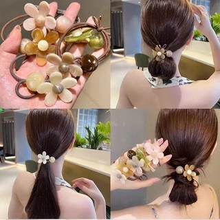 2024 mới acrylic hoa headband cao su đàn hồi cao dây buộc tóc in đậm dây buộc tóc phiên bản Hàn Quốc