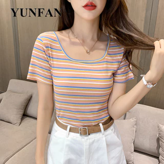 YUNFAN áo phông áo thun nữ croptop baby tee Thể thao Korean Xu hướng hàn quốc WTX2440C61 15Z240411