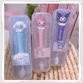 Bàn chải đánh răng trẻ em Sanrio Lông mềm 3D Silicone Búp bê Tay cầm Bàn chải đánh răng trẻ em Học sinh Vệ sinh răng miệng Chăm sóc răng Dụng cụ Kuromi Hello Kitty Y