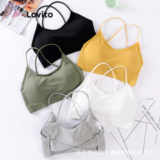 Áo ngực thể thao Lovito Sporty Plain Criss Cross cho Nữ LNL51237