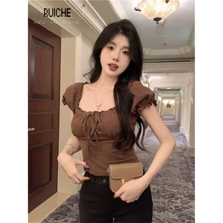 RUICHE áo phông áo thun nữ croptop baby tee Hàn Phong Fashion Fashion INS WTX2450RQG 20Z240516