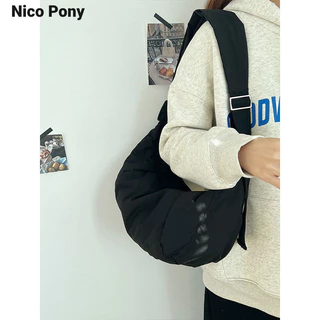 Túi đeo chéo nữ Nico Pony mới sức chứa lớn bánh bao xuống cotton giải trí đơn giản Túi đeo vai 100