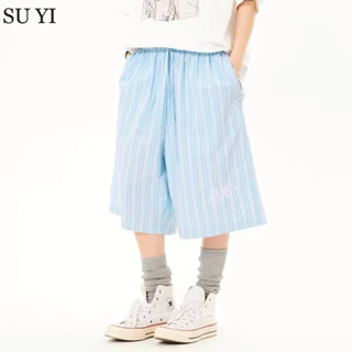 Su YI Quần short giản dị mùa hè thương hiệu hợp thời trang phong cách nóng bỏng dáng rộng thông thường hợp thời trang mặc ngoài quần cắt đa năng phong cách Hàn Quốc quần