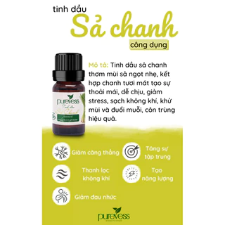 Tinh dầu thiên nhiên Purevess 10ml | Tự chọn mùi | Có kiểm nghiệm COA