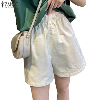 Zanzea Túi đeo thắt lưng co giãn thông thường Hàn Quốc dành cho nữ Quần short màu trơn