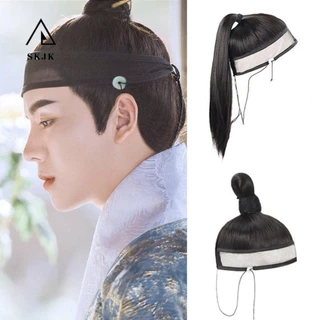 Hanfu Nam Tóc Giả Chụp Ảnh Đen Tự Làm Chiến Binh Cosplay Tóc Cosplay Mũ Đội Đầu Trang Phục Cổ Ninjas Bộ Tóc Phong Cách Trung Quốc Phụ Kiện Tóc Dài Thẳng Đuôi Ngựa