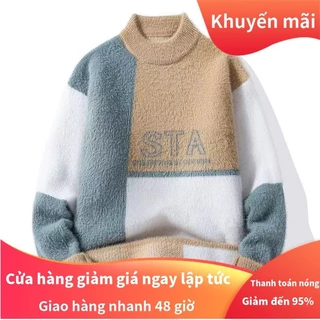 Hàng Mới Về Mới Áo sweater Lông Cừu Cổ Lọ Dày Dặn Thời Trang Thu Đông Cho Nam