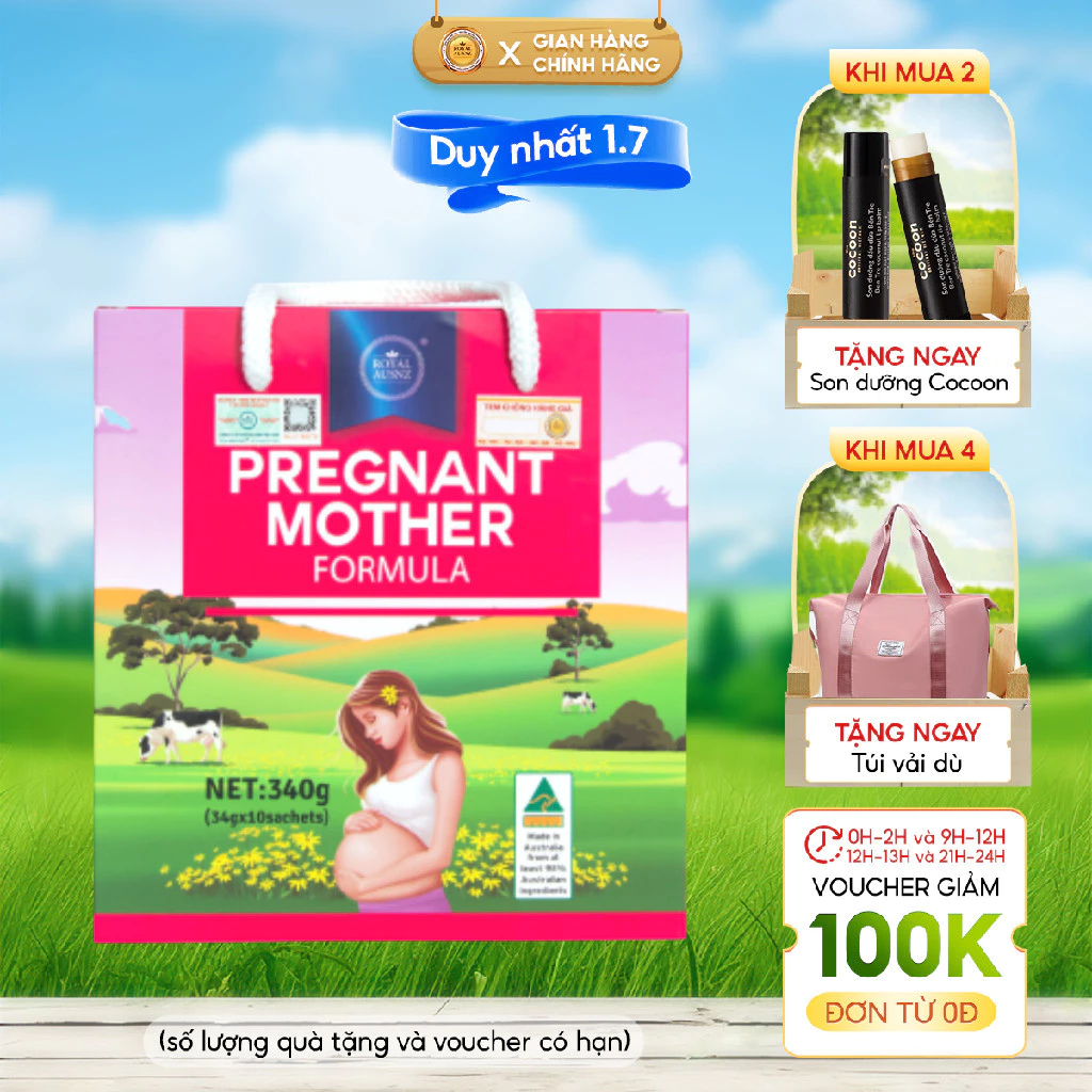 Sữa Dành Cho Bà Bầu Hoàng Gia Úc ROYAL AUSNZ Pregnant Mother Formula (Hộp 10 Gói)