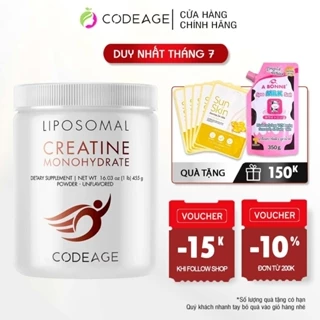 Bột uống bổ sung Creatine hỗ trợ tăng cơ Codeage Liposomal Creatine Monohydrate 455g