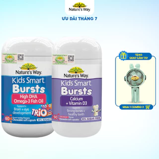 Combo Kẹo Dẻo Nature's Way Kids Smart Calcium + Vitamin D3 Burstlets và Viên Dầu Cá Nature's Way Omega-3 Fish Oil Trio