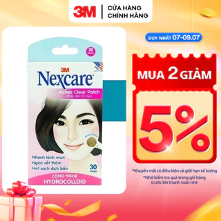 Miếng dán mụn bọc 3M™ Nexcare™, siêu mỏng, tiệt trùng, không thấm nước, 30 miếng, 8mm, Giảm viêm, ngừa sẹo, giảm thâm