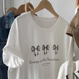 Nrvp [Mới 100% Cotton] Áo thun ngắn tay nữ Tee Baggy Nam Nữ Baggy Tròn Unisex Cổ dáng rộng Unisex Tee 4 / 12