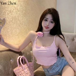 Áo vest nữ Yan Zhen y2k màu trơn Hoa ngọt ngào Nhật Bản Hàn Quốc ins hàng ngày đa năng mỏng treo hàng đầu