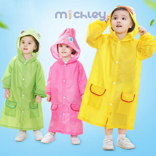 Michley Áo mưa trẻ em bé trai và bé gái mẫu giáo áo mưa hoạt hình dễ thương phong cách áo choàng học sinh tiểu học thiết bị mưa