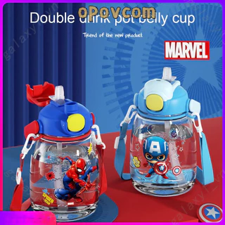 Opovcom Bình nước trẻ em dung tích lớn 1300Ml Spider Man cốc nước hoạt hình Disney lon cốc bụng mùa hè học sinh chai nước thể thao (galaxy 1)