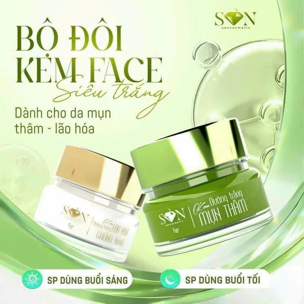 🔥GIÁ TỐT🔥 Bộ Kem Face SON Xanh Trắng Da Hết Mụn Mờ Thâm Tặng Cao Mụn Cô Tiên Miền Tây