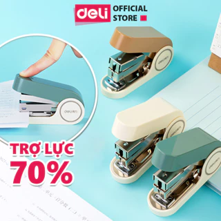 Dập ghim trợ lực mini, kim bấm số 12 học sinh văn phòng Deli 50 trang, giảm 70% lực, không tốn sức, nhỏ gọn, tiện lợi